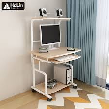 It is easy to move around thanks to rolling casters. China Space Saving Pc Steel Wooden Gaming Desk Computer Table Workstation Home Office School Use Furniture Oak Color China Workstation Desk Computer Table