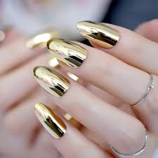 Gold star nails & spa has been under new management since end of april 2017. Amazon Com Metallic Mirror Bright Gold False Stilettos Nail Yellow Golden Metal Oval Stiletto Sharp Fake Nails Manicure Full Nails Art Tips 29 Beauty Personal Care
