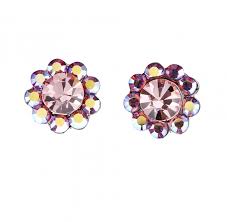 Step into the magical world of swarovski: Swarovski Crystal Gemini London Uk Jewellery S Light Rose And Pink Ab Swarovski Crystal Flower Stud Earrings 17mm Diameter Rhodium Plated Silver Finish Necklaces Earrings Bracelets And Hairpieces