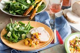 Roast Turkey With Summer Salsa And Spinach Salad Recipe Spinach Salad Recipes Roasted Turkey Spinach Salad