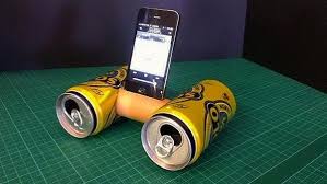 Just set your phone into the bowl with the speaker end down. Recycled Trash Cans And Toilet Paper Roll Iphone Speaker This Little Thing Was Made Out Of Two Drink Cans And A Toile Iphone Speaker Homemade Speakers Speaker