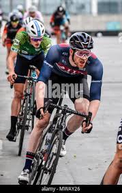 Ed Clancy of JLT Condor racing in the elite men's 2018 OVO Energy Tour  Series cycle race at Wembley, London, UK. Round 7 bike race Stock Photo