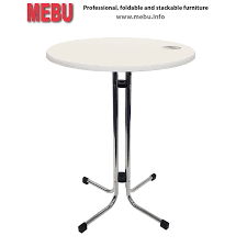 Chromated Party Table Limburg With O85cm Sevelit Table Top White Height Of The Table 110cm Cocktail Table Stackable Furniture Foldable Furniture Furniture