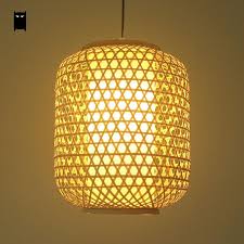 Bamboo Wicker Rattan Lantern Shade Pendant Ligth Fixture Rustic Asian Art Deco Hanging Lamp Avize Res Pendant Light Fixtures Hanging Ceiling Lamps Hanging Lamp