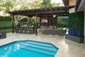 There are many options to modify the patio floor, from wood, mosaic, stones, cement, brick. Outdoor Kitchen And Pergola Project In South Florida Klassisch Patio Miami Von Luxapatio Houzz
