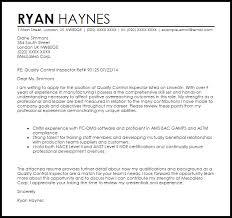 Quality Control Inspector Cover Letter Sample Cover Letter Templates Examples
