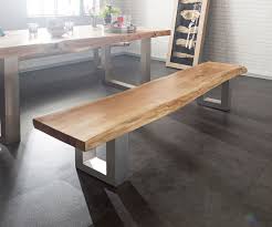 Sitzbank Live Edge 195x40 Akazie Gebleicht Gestell Breit Bank Esszimmertisch Sitzen