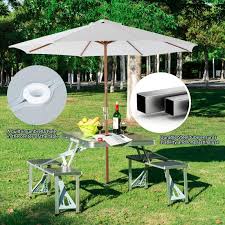 Aluminium Alloy Outdoor Camping Picnic Table Integrated Folding Table And Chair In 2020 Camping Picnic Table Picnic Table Folding Table