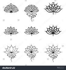 Set Ornamental Lotus Flower Vector Illustrtation Tattoo Patterned Indian Paisley Muster Tattoos Lotusblume Lotusblume Kunst