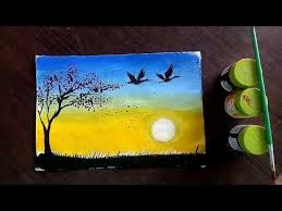 How To Draw A Beautiful Landscape Poster Colour Painting Acrylic By Art Aftab It's very simple street lamp landscapes drawing.