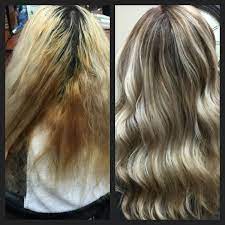 Before Not Done By Me And After Fixed Up The Uneven Blonde Areas Adding Olaplex To The Lightener To Protect Her Hair An Hair Fixing Long Hair Styles Hair Day
