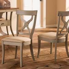 Baxton Studio Balmoral Beige Fabric And Distressed Gray Wood Dining Chairs Set Of 2 2pc 6589 Hd The Home Depot Side Chairs Dining Gray Dining Chairs Solid Wood Dining Chairs