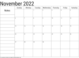 2022 November Calendars Handy Calendars