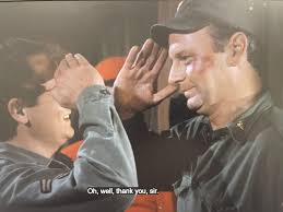 Watching M*A*S*H: Season 3, Episode 18. Frank and Radar salute each other.  The smile