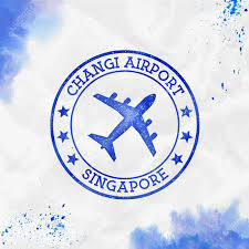 Changi Airport Singapore Logo Airport Stamp Watercolor Vector