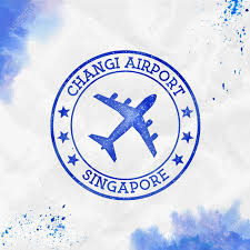 changi airport singapore logo airport stamp watercolor vector