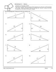 To find the missing side of a right angled triangle, when two… Worksheet 2 Math About