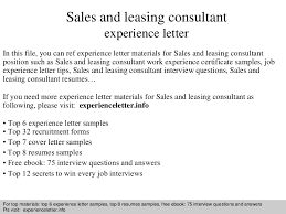 The position of recruitment consultant appeals to me because i know it can be competitive and … Sales And Leasing Consultant Experience Letter