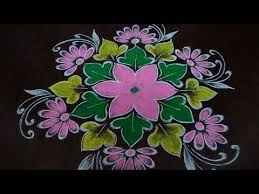 Simple And Easy Flower Design Rangoli Youtube Simple Flower Design Rangoli Designs New Rangoli Designs