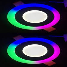 Led (light emitting diode) ceiling lights. Galaxy 6 Watt 3 3 Led Round Panel Light Ceiling Pop Down Indoor Light Led 3d Effect Lighting Double Color Multi Coloured White Pack Of 2 Recessed Ceiling Lamp Price In India