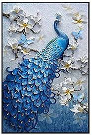 Amazon Com Auchen Lucky Bird Diy Crystals Paint Kit 5d Diamond Painting By Number Kits Peacock And Flower Size Peacock Wall Art Clay Wall Art Peacock Painting