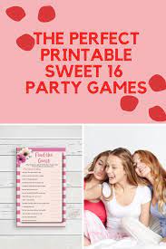 The Perfect Printable Sweet 16 Party Game Ideas Peachy Party Games Sweet 16 Party Games Sweet 16 Parties Sweet 16 Games