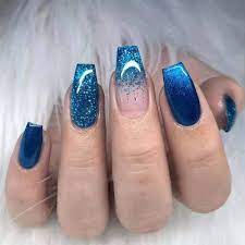 For colors like pink or white, that price can increase to $50 or $60. Amazon Com Bodiy Coffin Press On Nails Blue Ombre Long Fake Nails Ballerina Full Cover Bling Falses Nails For Women And Girls Pieces Of 24 Beauty Personal Care