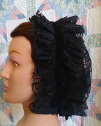 Black Velvet Ribboned Lacy Black Daycap