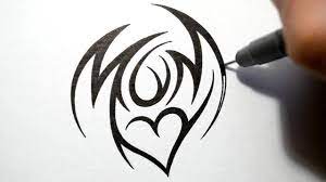 Harris Designing The Word Mom In A Tribal Tattoo Design Style With A Heart Incorporated Description Fr Tribal Tattoos Tribal Tattoo Design Mom Heart Tattoo