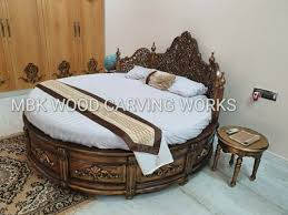 Bedroom design with round bed ideas | modern round bed idea. Antique Teak Wood Wooden Round Bed With Box Size 7x7 Feet Rs 190000 Set Id 21858020433