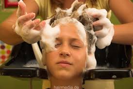 8083 Elena young girl strong backward wash in mobile sink, serbian sal