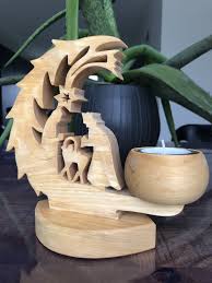 Photophore Demi Lune Creche Noel Decoration Deco Decoration De Noel Cadeau Fait Main Bois Decor Bougeoir Bougie Decoration Noel Deco Noel Fait Main Decoration Noel Fait Main