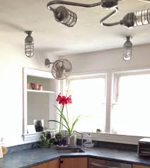 industrial lighting gives 1950s kitchen