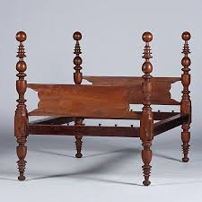 Kentucky 19th Century A Four Post Cannonball Rope Bed In Cherry With Bold Turnings Ht 61 25 Wd 5 Southern Furniture American Furniture Colonial Furniture