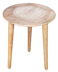 Rustic white washed mango wood rectangle coffee table. Wooden Table With 3 Legs Pillar Coffee Table Wood Modern Round Coffee Table Side Table For Small Spaces Entryway Table Living Room Side Table For Magazines Books Plants 18x22 Inch White Wash Buy