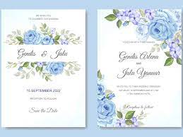 Wedding Invitation Card With Blue Beautiful Floral Floral Wedding Invitations Wedding Cards Floral Wedding Invitation Card