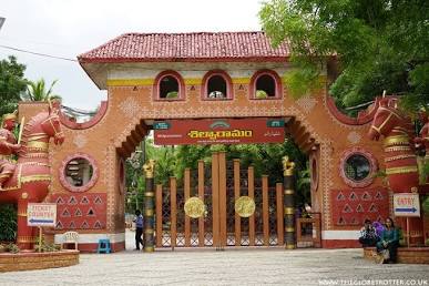 Traditional craft village entrance at Shilparamam, Hitec City, AI generated