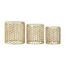 Este Gold Side Tables Set Of 3 Marble Top Coffee Side Tables