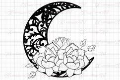 Download Crescent Moon And Lotus Svg Boho Moon Svg Mandala Svg 1318756 Cut Files Design Bundles
