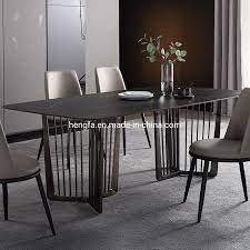 Mooseng 5 pieces dining table set, elegant faux marble desk and 4 upholstered pu leather chairs, perfect for bar, kitchen, breakfast nook, living room, black 3.6 out of 5 stars 21 $229.79 China Modern Contemporary Dining Room Furniture Sets Steel Stainless Black Marble Dining Table China Table Base Dining Table