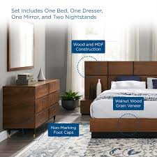 Walnut finish bedroom sets : Caima 5 Piece Bedroom Set Contemporary Modern Furniture Modway