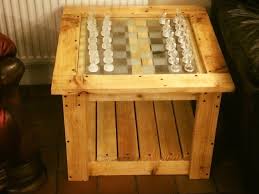 Chess Board Installed In Homemade Pallet Table Wood Table Rustic Table Games Table