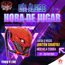 Free fire is an multiplayer battle royale mobile game, developed and published by garena for android and ios. Garena Free Fire Evento Hora De Jugar A Cobra Juega 5 Veces Gratis Mochila Cobra 27 28 De Febrero De 2021 Freefire Projectcobra Unleashyourinnerbeast Freefireprojectcobra Freefireeu