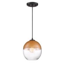Designers Fountain Kawena 1 Light Robusta Wood Style Finish Hanging Pendant 3550 319 The Home Depot Wood Pendant Light Glass Pendant Light Glass Pendant Lighting Kitchen