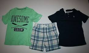 New Carters 3 Pc Outfit Polo Top Awesome Shirt Plaid Shorts