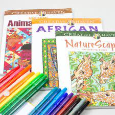 Download Adult Coloring Book Kit With Pentel Fine Point Color Markers Kit Kraft