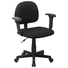 Ergonomic Home Low Back Ergonomic Black Fabric Swivel Task Chair With Height Adjustable Arms