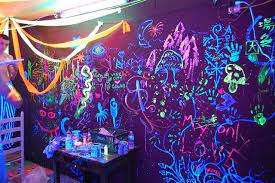 Neon Art Black Light Colorful Room Decor Hippy Room Bedroom Murals