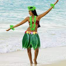 Hangnuo 5 PCS Hula Skirt Hawaiian Costume Set with Green Leaves Necklace  Bracelets Headband, Luau Party Favors for Adults Women and Men : Amazon.in:  Toys & Games