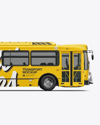 Bus Mockup Side View In Vehicle Mockups On Yellow Images Object Mockups Mockup Free Psd Free Mockup Free Psd Mockups Templates